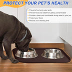 Silicone Pet Feeding Mat with Raised Edge for Food and Water, Dog Bowl Mats, Cat Bowls Placemat with High Lip for Floor Waterproof, Rubber Tray for Cats and Dogs 22 x 14 x0.8 Dark Brown