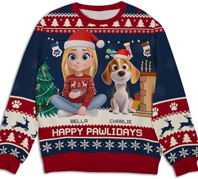 Wrappiness A Girl And Her Dog Christmas Sweatshirt - Cozy Unisex Fit Custom Shirt - Cute for Women Pet Lovers