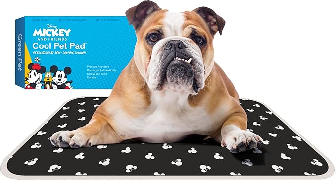 The Green Pet Shop Cool Pet Pad - Medium, Disney’s Mickey & Minnie Mouse - Self-Cooling, Pressure Activated Mat for Dogs & Cats from 21-45 lbs - Non-Toxic Gel, No Water Needed