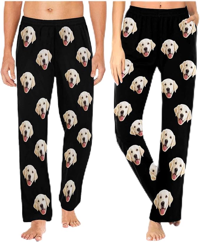 Custom Couple Pajama Pants Sock with Funny Face, Personalized PJ Anniversary Birthday Women Men Pants