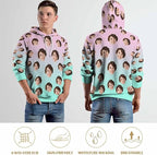 Artsadd Custom Face Unisex athletic Pockets Sweatshirt Loose Hoodie Custom Christmas Long Sleeve Sweatshirt Hooded Pullover