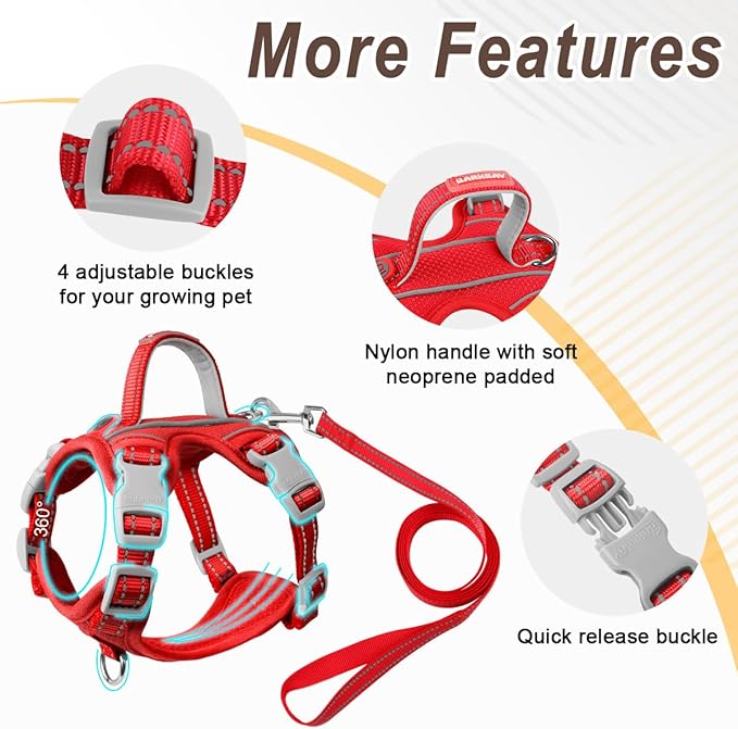 Cat Harness and Leash Set for Walking Escape Proof for Small Large cat Kitten Harness with ID tag Pocket (Red,XXS)