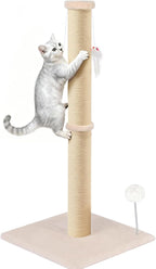 36 Inch Tall Cat Scratching Post – Sisal Cat Scratcher for Indoor Cats, Large Vertical Scratch Post, Sturdy Cat Scratch Pole Tower, Modern Cat Furniture for Kittens & Adults (Beige)