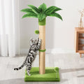 XiaZ Cat Scratching Post 34'' Tall, Durable Cat Scratch Tree Tower for Indoor Kitty with Extra Wide 15.8" Stable Base & 2 Toy Balls, Natural Sisal & Plush Fabric for Small, Medium Cats (Green, 2.8in)