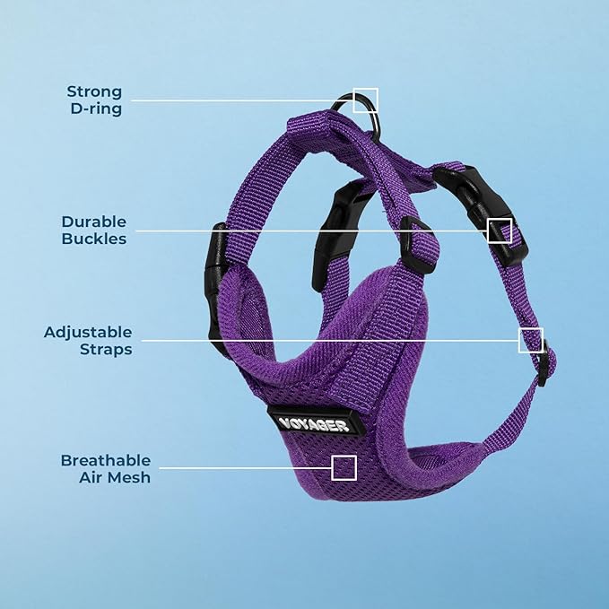 Voyager Step-in Pet Harness - All Weather Mesh, Adjustable Step in Harness for Cats and Dogs by Best Pet Supplies - Purple, S