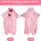 Dotoner Cat Surgery Recovery Suit for Female Male Anti-Licking Pet Surgical Pajamas Long Sleeve Prevent Shedding Cat Spay Recovery Suit&E Collar Alternative Bodysuit for Cats