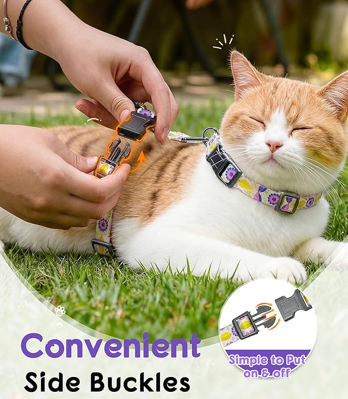 Halypet 2-Pack Cat Harness and Leash Set, Escape Proof 3-in-1 Adjustable Harness for Cats, Soft Lightweight, Easy On & Control for Walking, Travel & Outdoor Use, Small (White & Blue)