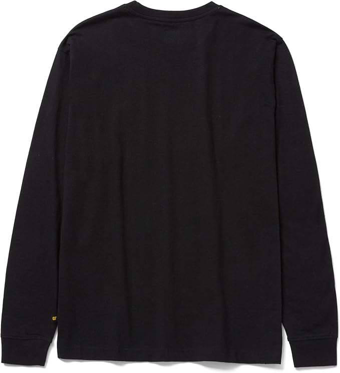 Caterpillar Trademark Banner Long Sleeve Tee Shirts for Men with Center Back Neck Wire Management Loop and Cat Workwear Logo