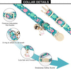 Lionet Paws 2pcs Pack Easter Cotton Cat Collar,Breakaway Buckle with Rabbit and Floral Eggs Cute Adjustable Green Cat Kitten Collar,Ideal for Girl Cats Boy Cats