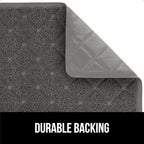 GORILLA GRIP Cat Litter Box Mat, 35x23, Water Resistant, US Designed Kitty Litter Trapping Mats, Easy to Clean, Scatter Control, Less Mess and Clean Floors, Kitten Supplies for Indoor Cats, Dark Gray