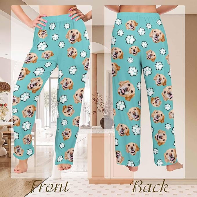 Custom Couple Pajama Pants Sock with Funny Face, Personalized PJ Anniversary Birthday Women Men Pants