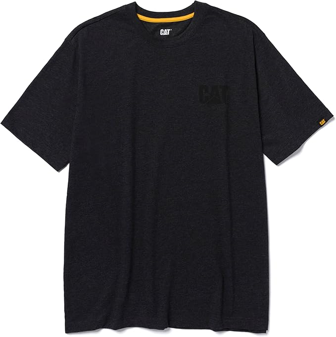 CAT Men's Trademark T-Shirts with Shape-Retention Rib Trim Spandex, Tagless Neck, and Cat Logo on Left Chest