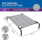 Coolaroo Original Elevated Dog Bed - Breathable Off-The-Ground Pet Bed with Cooling Fabric, Joint Relief & Moisture-Resistant Fabric, 100% Recyclable, Easy Clean, Gray, Extra Large