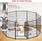 Dog Playpen 40 inch Dog Fence for Outdoor Indoor Use Heavy Duty Metal Dog Pen for Large Dogs, Rustproof Pet Playpen Portable Pet Fence Outdoor for Yard, RV Camping, Customizable, 34 Panels
