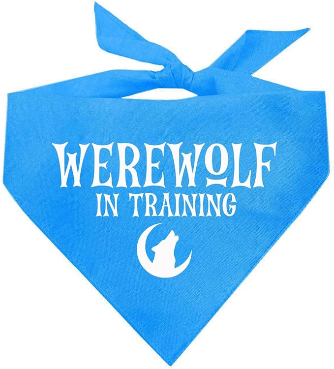 Werewolf in Training Costume Halloween Dog Bandana (Turquoise, OS 287)