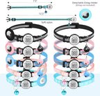 Reflective AirTag Cat Collar, Integrated Cat Collar with Air Tag Holder and Bell, Breakaway with QR Code Name Tag,Safety Elastic Band Cat Collars for Girl Boy Cats, Kittens and Puppies (Blue)