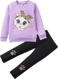 Little Girls Unicorn Outfits 2 Piece Kids Ruffle Sleeve Sweatshirt + Leggings Fall Leopard Clothing Sets 2-10 Years Old
