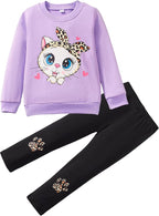 Little Girls Unicorn Outfits 2 Piece Kids Ruffle Sleeve Sweatshirt + Leggings Fall Leopard Clothing Sets 2-10 Years Old