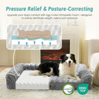 Faux Fur Orthopedic Dog Bed, Extra Large Dog Bed, Supportive Foam Pet Sofa with Waterproof Lining Cover, Washable U-Shaped Pet Couch with Anti-Slip Bottom Design, Grey XXL 48x32x8 inch