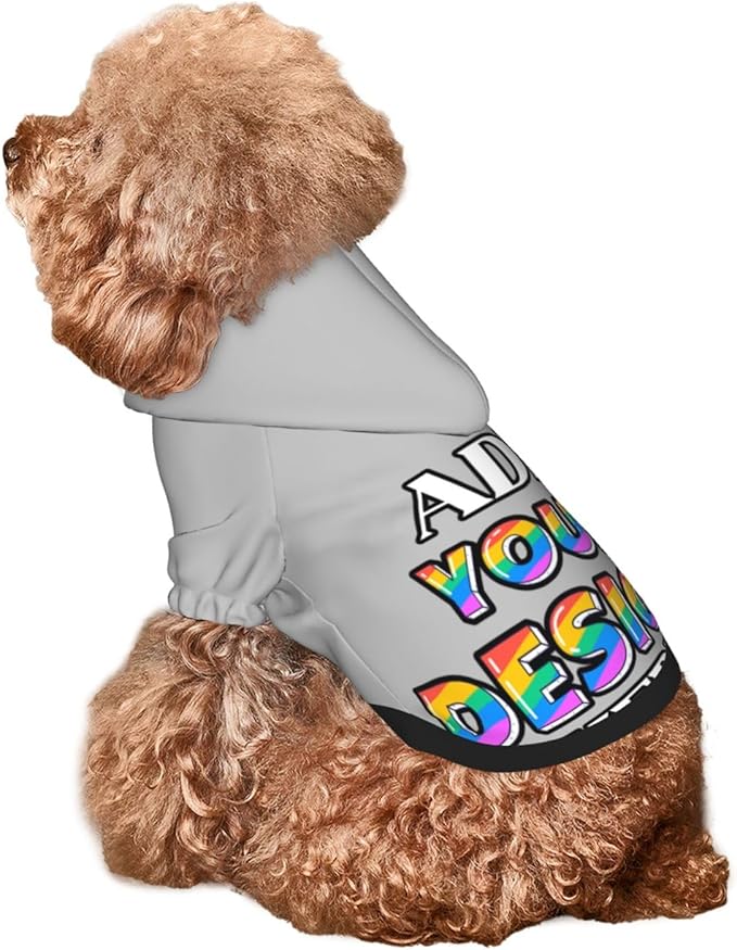 Custom Dog Hoodie, Personalized Dog Sweatshirt, Dog Clothes for Small Dogs Customizable, Silver, XS, Ropa para Perros Pequeños, Customized Pets Puppy Clothes, Personalized Gifts