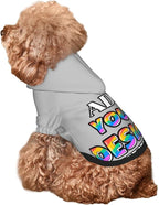 Custom Dog Hoodie for Small Pets, Personalized Photo Text Pet Warm Pullover Sweatshirt with Name Number, Customized Gifts Soft Hooded Cats Kitten Clothes, Silver, M,