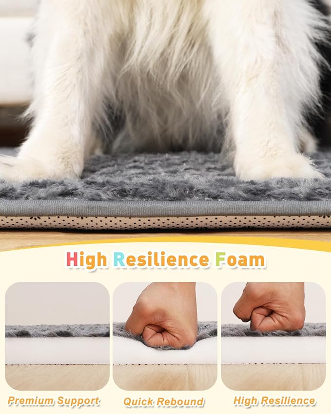Dog Bed for Crate High Resilience Foam Crate Pad Mat for Medium Dogs Washable Anti-Slip,29" x 18",Dark Gray