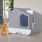 Extra Large Enclosed Cat Litter Box with Mat and Litter Scoop, Odorless Toilet Anti-Splashing Kitty Litter Pan Covered Hooded Cat Box