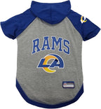 PET Hoodie T-Shirt for Dogs & Cats. NFL Los Angeles Rams Football Licensed Dog Hoody Tee Shirt, X-Small Sports Hoody T-Shirt for Pets Licensed Sporty Dog Shirt