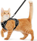 Cat Harness and Leash for Walking Escape Proof Soft Adjustable Cat Leash Breathable Comfortable Vest Easy to Wear Kitten Harness for Outdoor Travel Black M