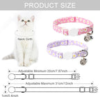 Lionet Paws 2pcs Pack Cotton Cat Collar,Breakaway Buckle with Daisy Pattern and Brand Pendant Cute Adjustable Cat Kitten Collar,Ideal for Girl Cats Boy Cats