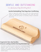 Gentle Deshedding Brush for Short, Medium & Long Hair Dog——Wooden Handle, Ergonomic Pet Deshedding Grooming Tool (natural)