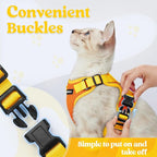 rabbitgoo Cat Harness and Leash Set, Escape Proof Soft Adjustable Vest Harnesses for Outdoor Walking, Easy Control Breathable Kitten Jacket with Reflective Strips, Orange & Yellow, XS