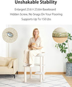 Cat Tree Tower Wooden 37.4''(95 cm), Large Cat Tree with Jump Platform & Play Ball for Indoor Cats, Ideal Cat's Climbing Frame & Playhouse (Linen Fabric Light Grey)