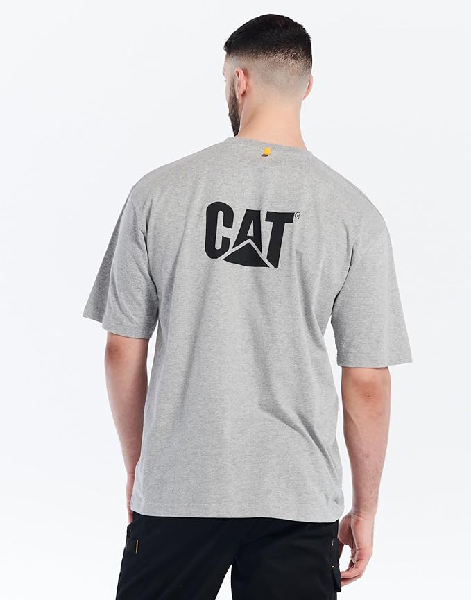 CAT Men's Trademark T-Shirts with Shape-Retention Rib Trim Spandex, Tagless Neck, and Cat Logo on Left Chest