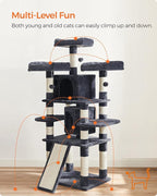 Feandrea 67 Inches Multi-Level Cat Tree for Large Cats, with Cozy Perches, Stable, Smoky Gray UPCT18G