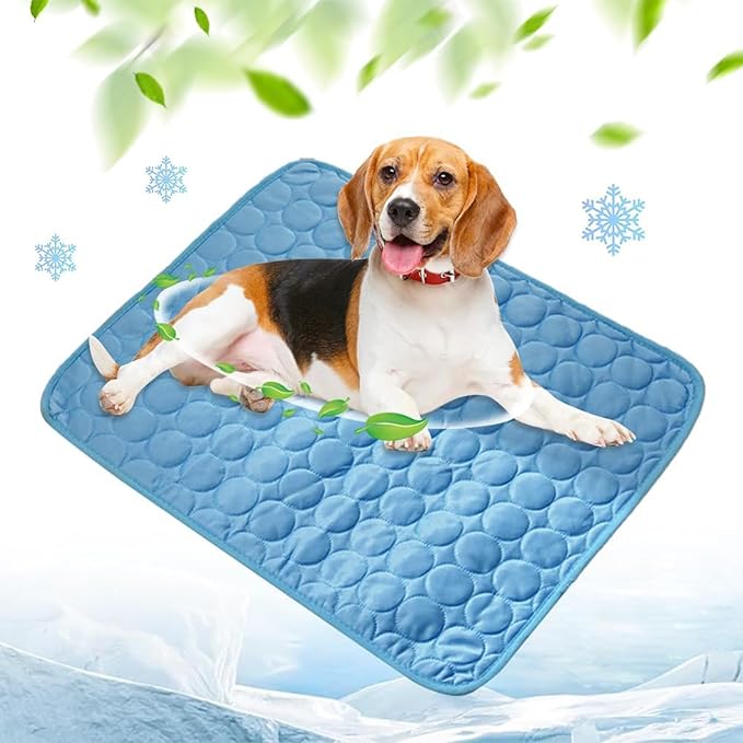 Dog Cooling Mat, Pet Cooling Mats, Summer Cool Pads Pet Mat Outdoor for Dogs & Cats, Machine Washable (Blue, L: 70×55 cm | 28×22")