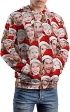 Artsadd Custom Face Unisex athletic Pockets Sweatshirt Loose Hoodie Custom Christmas Long Sleeve Sweatshirt Hooded Pullover