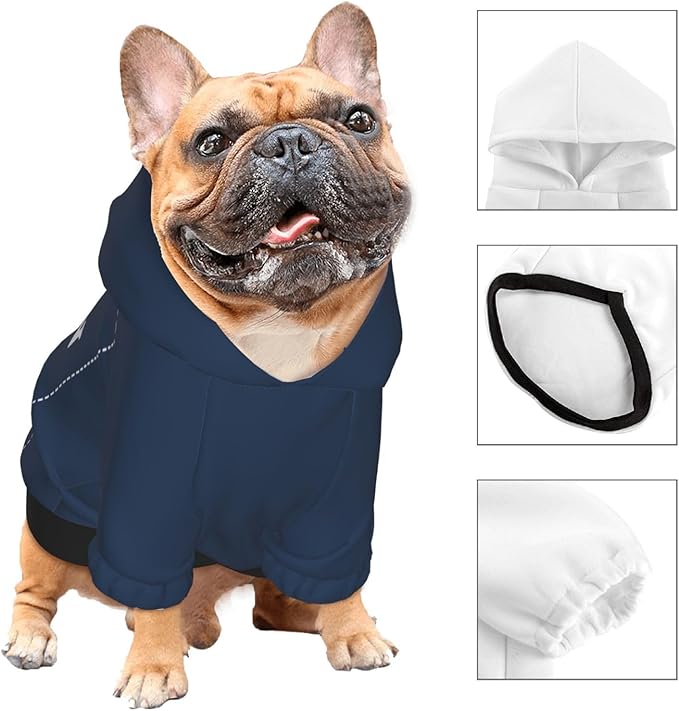 Dog Costume, Custom Dog Hoodie, Dog Name Costume Holiday Pet Pajamas Outfit, Personalized Pet Coat Costumes for Small Medium Large Dogs and Cats for Winter, Navy, M
