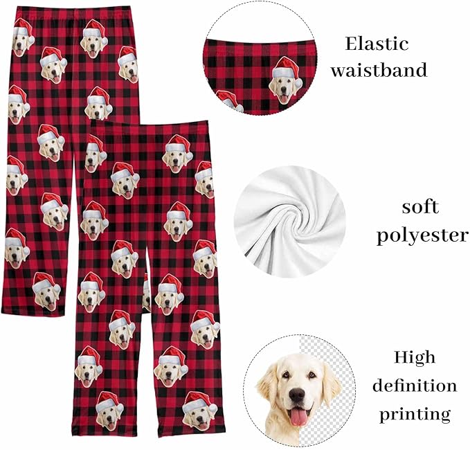 Custom Couple Pajama Pants Sock with Funny Face, Personalized PJ Anniversary Birthday Women Men Pants