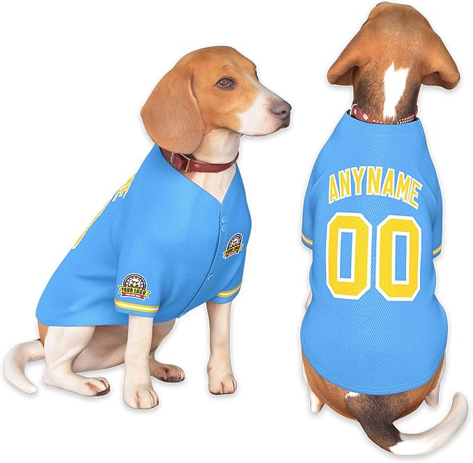 Custom Dog Baseball Jersey with Name Number Logo for Small Pet Dogs-Personalized Dog Shirts