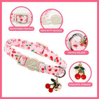 Cat Collar, Pack of 2 Summer Kitten Collars-Cute Lime and Strawberry Pendants-Breakaway Kitty Collars,Cat Collar with Bell, for Girl & Boy Cats