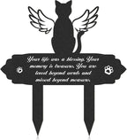 Cat Memorial Decorations - Garden Stakes Markers with Angel Wings, Waterproof Metal Plaques for Cemetery, Cat Grave Decor
