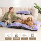 EHEYCIGA Fluffy Dog Crate Bed for Medium Dogs, Plush Faux Fur Crate Pad, Calming Anti Anxiety Medium Dog Bed, Washable Soft Warm Mat with Non-Slip Bottom, Purple