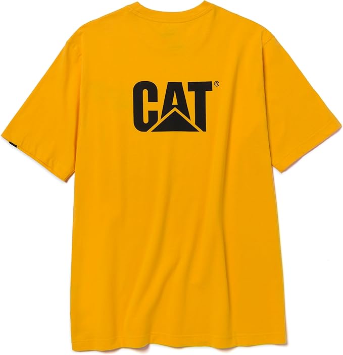 CAT Men's Trademark T-Shirts with Shape-Retention Rib Trim Spandex, Tagless Neck, and Cat Logo on Left Chest