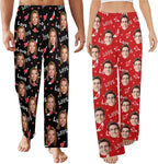 Artsadd Personalized Christmas Pajama Pants Socks for Men Custom Photo Pajama Bottoms for Men S-XXL