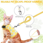 BINGPET Cat Harness and Leash Set Escape Proof for Walking,Step-in Harness with Lightweight Soft Breathable Mesh,Adjustable Easy Control Harness (Sunshine Citrine, M(Chest:10.5-13.5"))