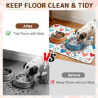 Dog Food Mat for Bowls, Absorbent Quick Dry Dog Cat Mats for Food and Water, Non-Slip Backing Pet Mat Pet Supplies - Heart Pattern