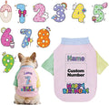 Custom Dog Birthday Shirt,Personalized Pet Apparel Print with Name Age Number,Pet Birthday Outfit,Lightweight Breathable Cotton Vest for Small Medium Large Dogs Cat (Dopamine Pink, Large)