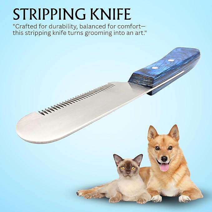 Professional Pet Grooming Tool for Dogs & Cats – Stainless Steel Comb with Safe Rounded Blades for Removing Knots, Tangles & Loose Hair – Comfortable Non-Slip Handle (Black)