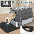 XXXL Extra Large Stainless Steel Litter Box with Lid, 28" L x 20.5" W x 17" H Covered Stainless Steel Litter Box, Multiple Natural Activated Carbon Filter Bags, Non-Sticky, Anti-Leakage, Easy to Clean